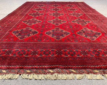 Custom Afghan Kalisaye Rug Turkmen Handmade Wool Bukhara Area Rug Oriental Rug, Rug for Bedroom Dining Table 3x5 4x6 5x7 6x8 7x10 8x11 9x12