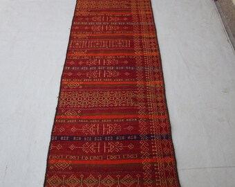 靴 J/S KILIM ARTS Vintage Carpet Flat 2x12 Ft Vintage Runner Rug, Striped Design Flatweave Kilim