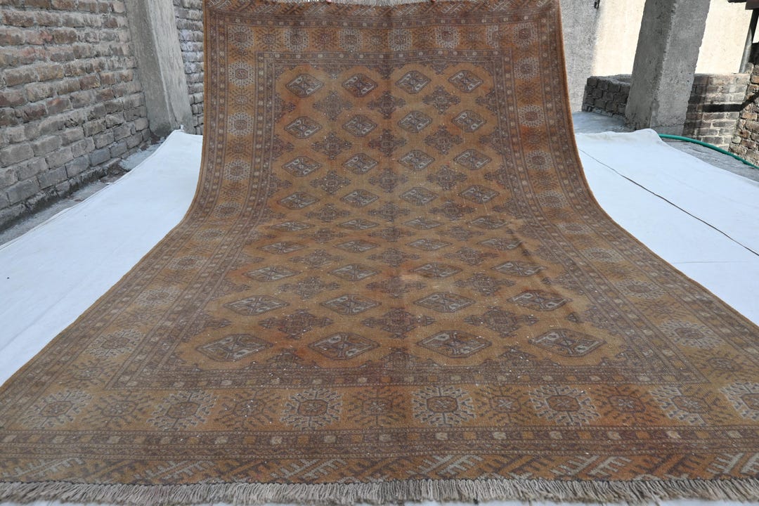 Waziri Rug 1920s Antique Terracotta Waziri Rug 6x9 Handmade Wool Rug, Oriental ...