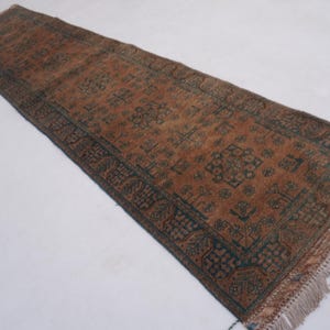 2x10 Terracotta Bukhara Runner Rug 2&#39;4x10&#39;1&quot; Collectors Piece Turkmen Tribal Rug, Afghan Oriental Rug, Hallway Runner Rug Kitchen Runner Rug