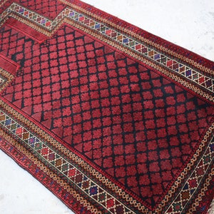 Prayer Rug 3x5 Afghan Vintage Prayer Rug, Handmade Antique rug, Turkmen Prayer Carpet, High Pile Soft Wool Rug, Turkmen Oriental Area Rug
