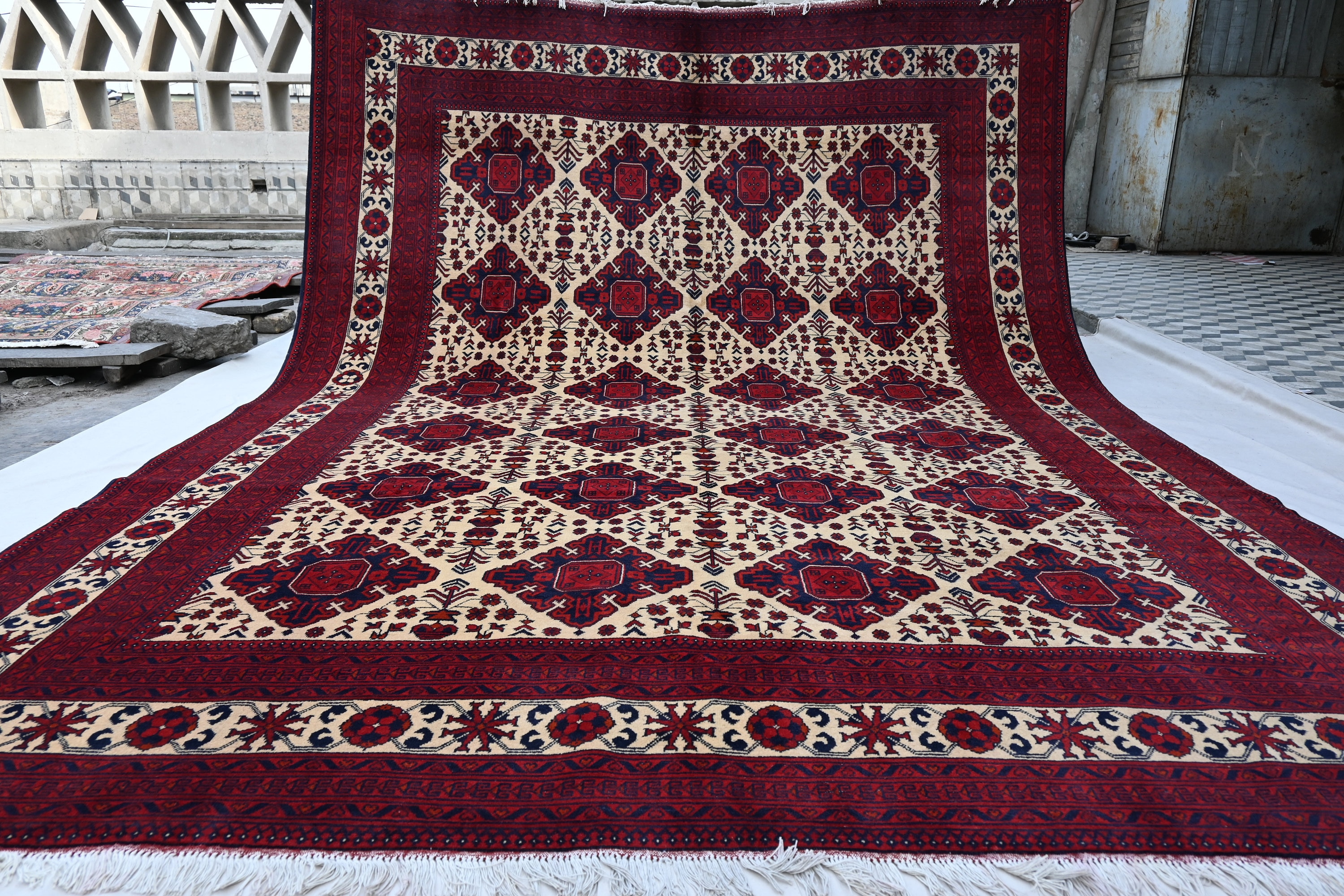 Afghan Rug 8x11 Large Area Rug, Turkmen Kalisaye Design Tribal Rug