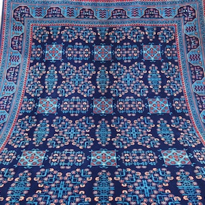 Afghan Large Unique Bukhara Rug 7x10 Fine Quality Hand Knotted Wool Area Rug, Turkmen Tribal Rug, Living Room Rug Bedroom Rug, Office Carpet