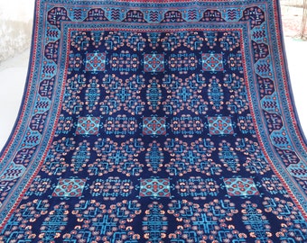 Afghan Large Unique Bukhara Rug 7x10 Fine Quality Hand Knotted Wool Area Rug, Turkmen Tribal Rug, Living Room Rug Bedroom Rug, Office Carpet