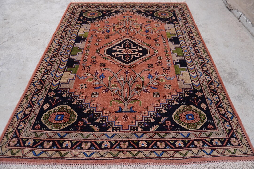 6x8 Large Caucasian Rug, Collectors Piece Afghan Handmade Wool