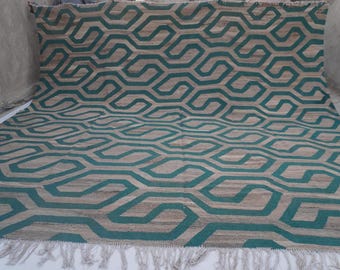 10x11 Natural Kilim Rug, Square Area Rug Flatweave Modern Gabbeh Rug, Turkmen Handmade Oriental Rug, Veg dyes Traditional Rug, Bedroom Rug