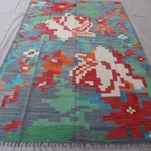 7x10 Authentic Handmade Afghan Rug, Kilim Rug, Flatweave Rug, Maimana Rug, Tribal Rug, Turkmen Rug, Oriental rug, Rug for Living Room Office