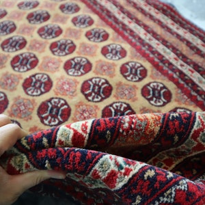Golden Rug 4&#39;6x6 ft Vintage Turkmen Mowri design Rug, Afghan Handmade Wool Antique Rug, Area Rug, Bedroom rug, Living Room Rug Kids room Rug