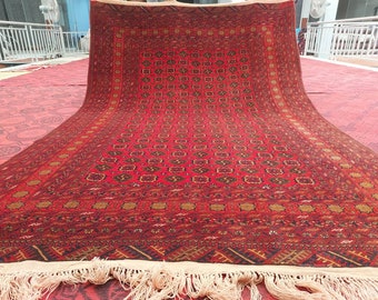 Collectors Piece 1940s Antique Turkmen Tribal Rug 7x10 High Pile Handmade Afghan Vintage Rug, Oriental Rug, Bedroom Rug, Living Room Carpet