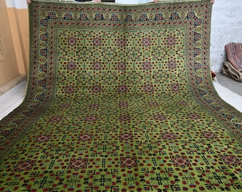 Light Green Bukhara Rug 12x8 Top Quality Afghan Handmade Wool Area Rug 250x350 cm Large Oriental Turkmen Soft Rug, Bedroom, Living room Rug