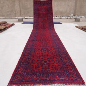 Afghan Bukhara Rug 14 ft Runner Rug, High Quality Soft Wool Stunning Turkoman Handmade Woo Rug, Hall way Runner, Khal Muhammadi Bukhara Rug image 5