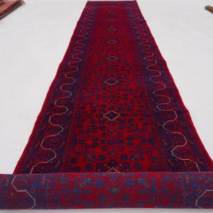 Afghan Bukhara Rug 14 ft Runner Rug, High Quality Soft Wool Stunning Turkoman Handmade Woo Rug, Hall way Runner, Khal Muhammadi Bukhara Rug image 8