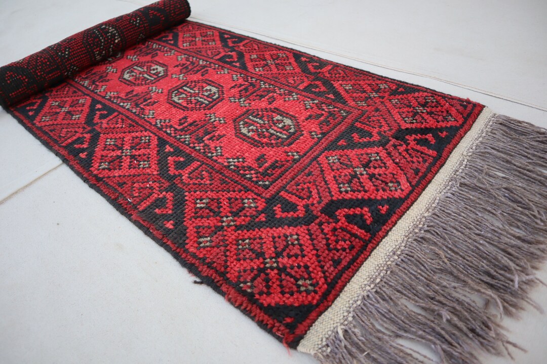 Turkmen Tekke Mowri Rug 5 Ft Runner Rug, Afghan Vintage Runner Rug ...