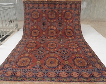 7x10 Antique Terracotta Rug, Large Turkmen Famous Sarique Rug, Handmade Wool Rug, Oriental Rug, Living Room Rug, Bedroom Rug Tribal Rare Rug