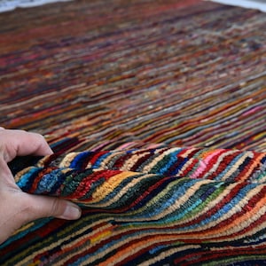9x12 Large Striped Area Rug, Afghan Handmade Wool Colorful Gabbeh Rug, Vegetable dyes Fine Quality Rug, Living Room Rug, Dining Table Rug