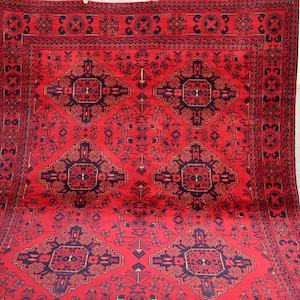 5x7 Turkmen Tribal Bukhara Rug, Fine quality Handmade Wool Area Rug, Afghan Rug, Khal Muhammad Rug, Oriental Turkmen rug, Bedroom Office Rug