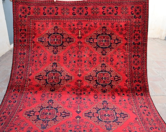 5x7 Turkmen Tribal Bukhara Rug, Fine quality Handmade Wool Area Rug, Afghan Rug, Khal Muhammad Rug, Oriental Turkmen rug, Bedroom Office Rug