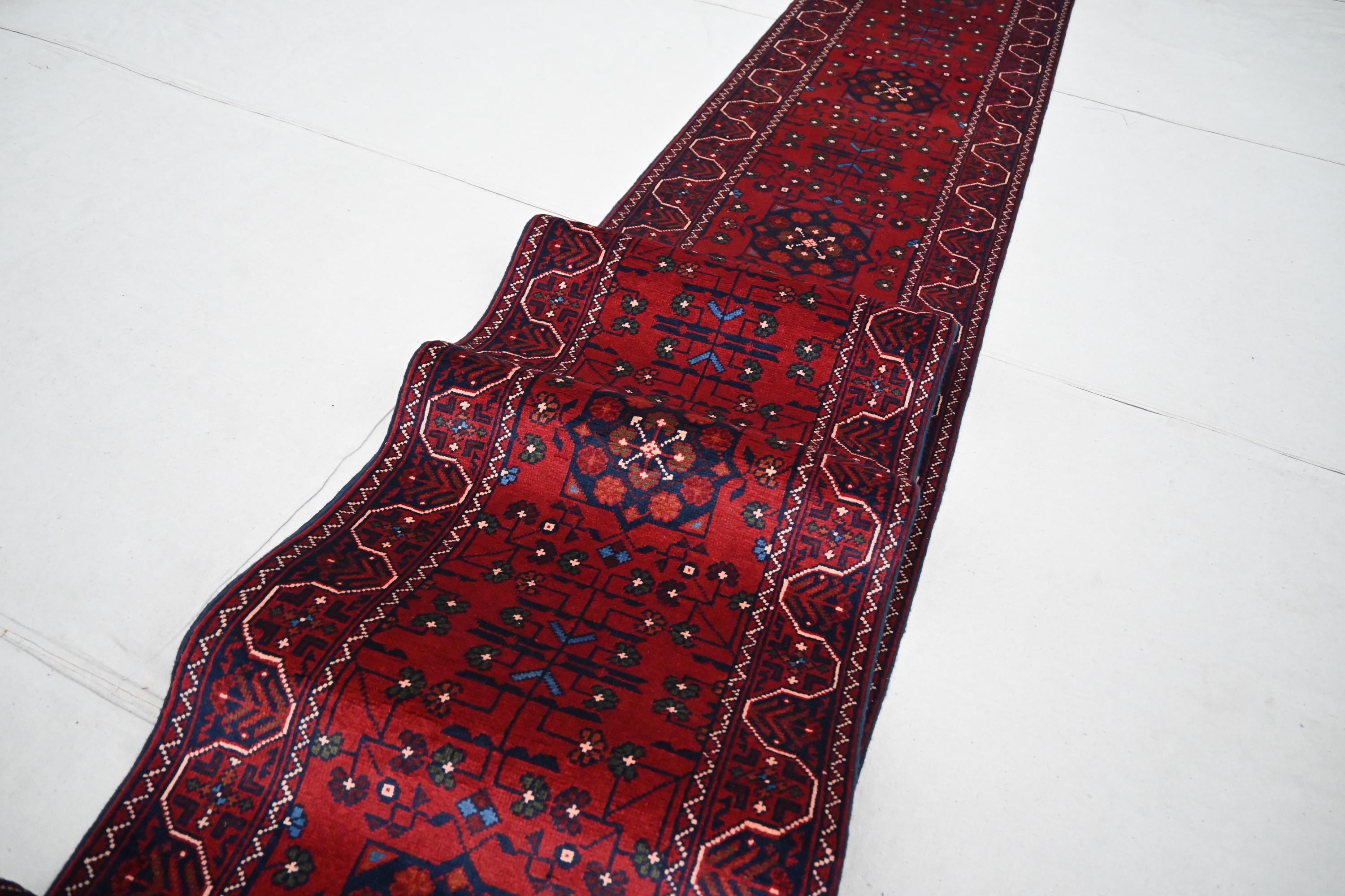 2x20 ft Runner rug 65x600 cm Afghan Handmade Wool Rug, Tribal Vintage rug, Oriental Turkmen Bukhara Rug, Stair Treads Runner, Hallway Runner