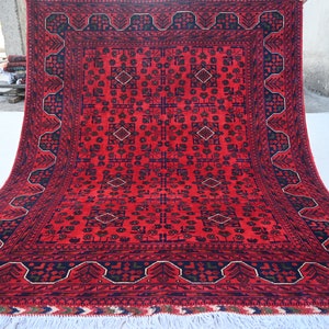 Afghan Bukhara rug, Turkmen handmade Wool rug, 5x7 Khal Muhammadi Bukhara rugs, Tribal rug, Living room Rug, Office Rug, Dining table rug