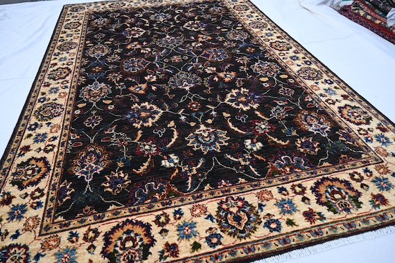 7x10 Black Ziegler Rug, Afghan Handmade Rug, Wool Rug, Turkmen Zeigler Oushak Rug, Bedroom Rug, Living room Rug, Contemporary Modern rug