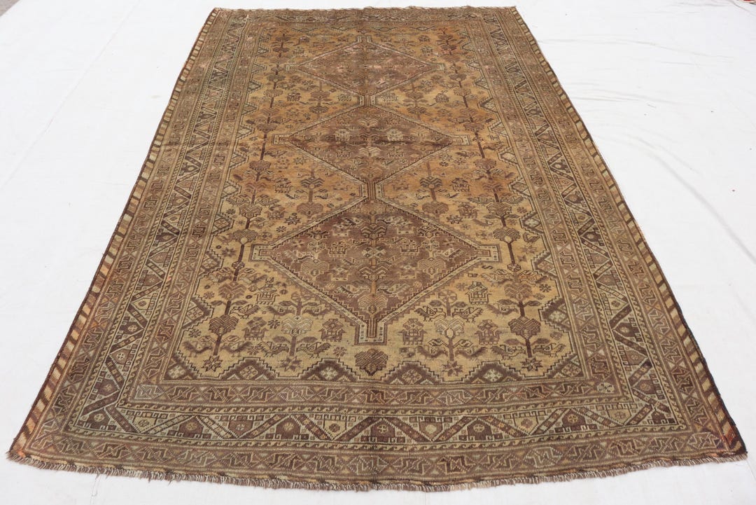1920s Antique Rug 7x10 Terracotta Pictorial Rug, Handmade Afghan Wool ...