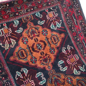 3&#39;8x6&#39;4 ft Antique Rug, High Pile Vintage Rug, Afghan Handmade Wool Area Rug, Bedroom rug, Living Room Rug, Authentic Genuine Baluchi Carpet