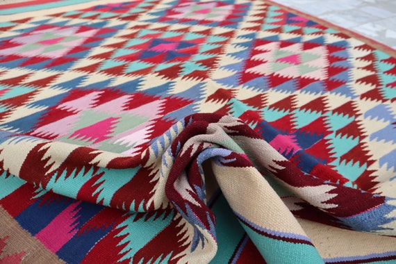 Handgewebter Kelim Teppich 150x180, Kilim Teppich aus dem Wüstenstaat Westafrika, Berber Kelim Teppich