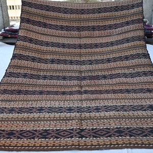 Antique Faded Rug 4,6x ft Afghan Striped Area Rug, Vintage Handmade Wool Rug, Turkmen Flatweave Kilim Rug, Oriental Rug, Bedroom Rug 150x200
