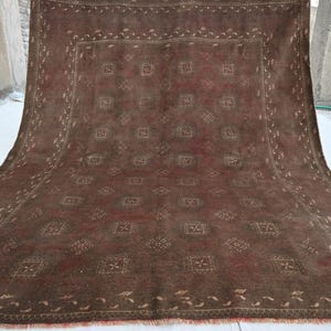 1920s Antique 6&#39;4x8&#39;2 ft Terracotta Afghan Rug, Handmade Wool Tekke Sarique rug Turkmen Tribal Rug, Oriental rug, Living Room rug Office Rug