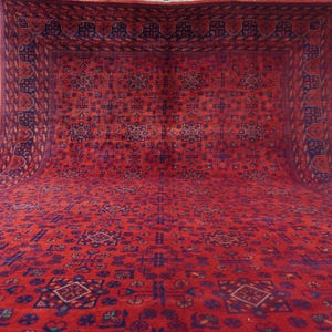 1990s Antique Rug 8'4x11'5" Turkmen Tekke Bukhara Rug Large Area Rug, Handmade Wool Rug Afghan Old Style Rug, Tribal Soft Pile Oriental Rug image 11