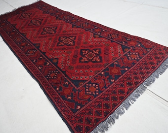 2'6x6'4 ft Runner rug, Turkmen Vintage Bukhara Rug, Tribal Afghan Handmade Wool Rug, Kitchen Rug Entryway, 7 ft Hallway runner, Oriental Rug