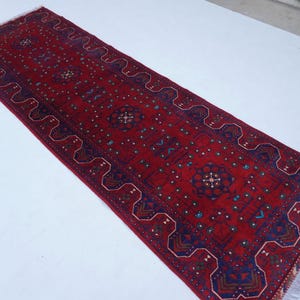 Afghan Runner Rug 2&#39;10x9&#39;9 ft Turkmen Handmade Rug, Vintage 10 ft Runner Rug, Oriental Bukhara Rug, Hallway Runner Rug 90x300 cm Runner Rug