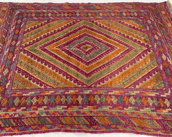 5'0x6'4フィートのアフガニスタンアンティークエリアラグ - マシュワニ