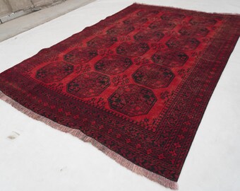 6x9 Collectors Piece 5'11x8'5 Antique 1920s Rug, Afghan Handmade Wool Rug, Turkmen Old Style Tekke Ersari Rug, Oriental Vintage rug 6x9