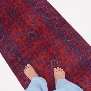 Afghan Bukhara Rug 14 ft Runner Rug, High Quality Soft Wool Stunning Turkoman Handmade Woo Rug, Hall way Runner, Khal Muhammadi Bukhara Rug image 7