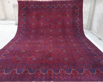 10x13&#39;4 ft Extra Large Afghan High Quality Wool Stunning Handmade Turkoman Area Rug, Bukhara Khal Mohammadi Rug, Bedroom Rug Living room Rug