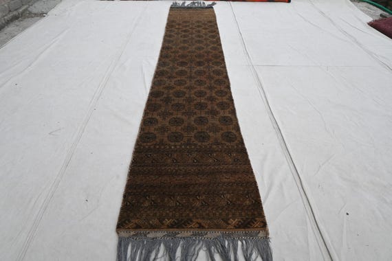 1900s Antique 9 ft Runner rug 1'8x9'3 ft Afghan Handmade Wool Tribal rug, Oriental Turkmen Mowri Rug, Stairs Runner Rug, Hallway Runner rug