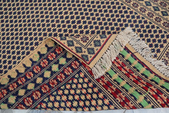 Star design Rug 3'9x6 ft Afghan Handmade Wool Area Rug, 115x180 cm Turkmen flat weave Kilim Rug, Top Quality fine Rug, Oriental Antique rug