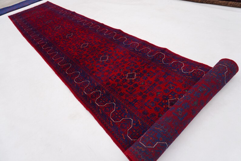 Extra Long 3x30 ft Runner, Afghan High Quality Wool Stunning Handmade Turkoman Rug, Hallway Runner, Famous Bukhara Rug 30 ft Runner 2'9x30" afbeelding 7