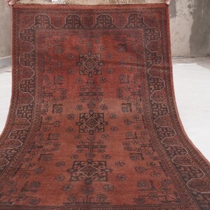 Antique Terracotta Rug 3'4x5'3" Turkmen Bukhara Rug, Handmade Afghan Wool Rug, Bedroom Rug, Office Rug, Kitchen Rug, Tribal Rug image 8