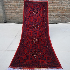 2x5 Runner Rug, Handmade Rug, 1'9x5'2 ft Afghan Rug, Stunning Vintage Bukhara Rug, Fine Wool Rug, Oriental Rug, Doormat Entryway Kitchen Rug