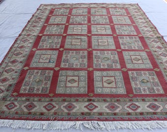 アフガニスタンアンティークラグ、7x8インチのハンドメイドシルクラグ