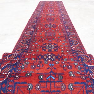 3x20 ft Runner Rug, Red Khal Muhammadi Bukhara Rug, Fine Handmade Wool Rug High Pile Soft Oriental Rug, Long Hallway Stair Treads Runner Rug