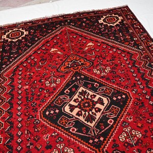 6&#39;4x9&#39;8 ft Antique Rug 6x10 Caucasian Rug, Turkmen Handmade Wool Rug, Low Pile Turkish Geometric Afghan Tribal Rug, Bedroom rug Oriental Rug