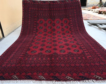 5x8 Afghan Rug, Turkmen Handmade Rug, Vintage Area Rug, Tekke Mowri Bukhara Rug, Oriental Rug, Bedroom Rug, Office, Kitchen rug 155x240 cm