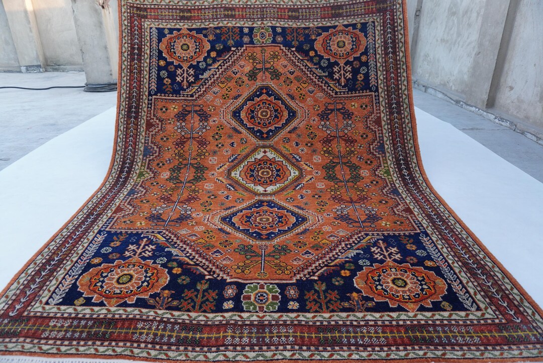 6x8 Terracotta Rug, Afghan Handmade Rug, Fine Wool Rug, Turkmen ...