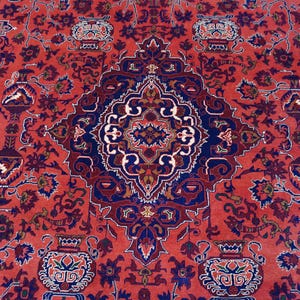 13x9 ft Large Afghan Rug, Hand Knotted Zer Khaki Geometric Bukhara Rug, Oriental Turkmen Tribal Rug, Red Living room Rug Dining Table Carpet Bild 4