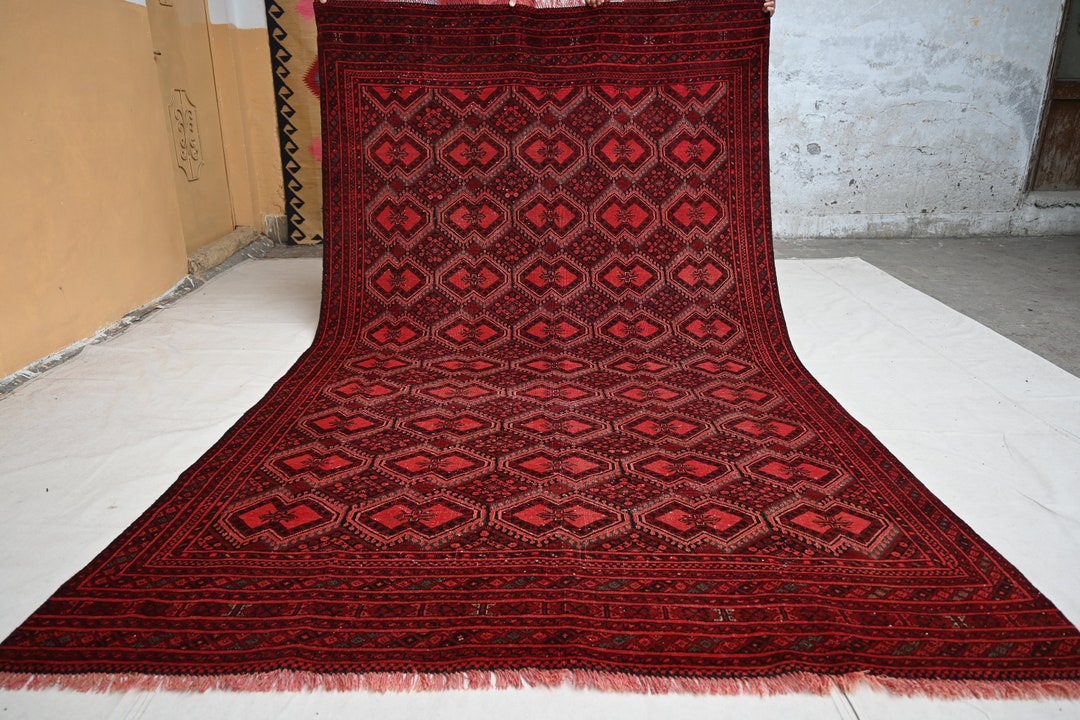 1940s Antique Chinar Gull Design Rug 5'5x9'6 Low Pile Wool Rug, Afghan ...