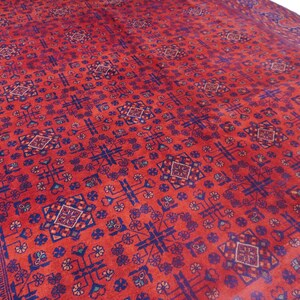 1990s Antique Rug 8'4x11'5" Turkmen Tekke Bukhara Rug Large Area Rug, Handmade Wool Rug Afghan Old Style Rug, Tribal Soft Pile Oriental Rug image 10