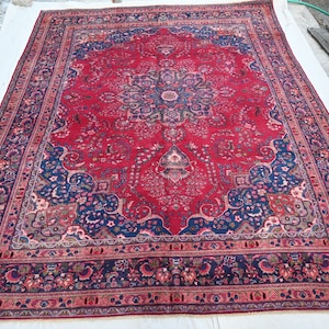 10x12 Antique Large Area Rug, Afghan Handmade Wool Rug, Turkmen Vintage Rug, Geometric Caucasian Rug, Low Pile Oriental Rug, Living room Rug